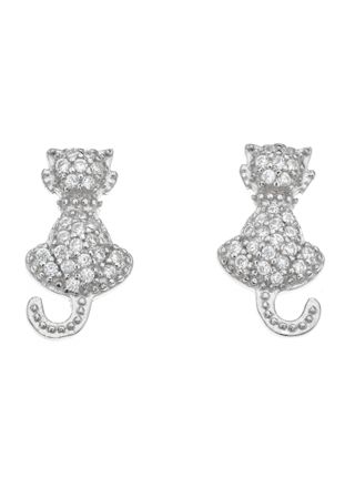 Silver Bar katt pave örhängen 15 mm 8322