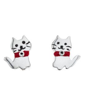 Silver Bar Bob the cat katt örhängen 5 x 8 mm 8369