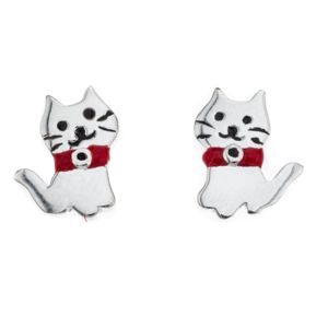 Silver Bar Bob the cat katt örhängen 5 x 8 mm 8369 main product photo