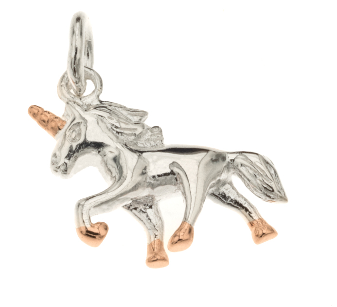 Silver Bar Unicorn 2-färgad hängsmycke 18 mm 8566