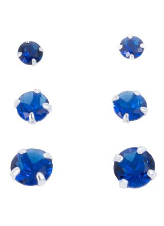 Silver Bar smyckeset med tre par zirkonia örhängen blue 8741