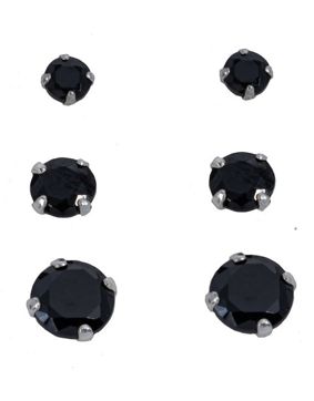 Silver Bar smyckeset med tre par zirkonia örhängen black 8742