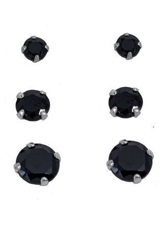 Silver Bar smyckeset med tre par zirkonia örhängen black 8742