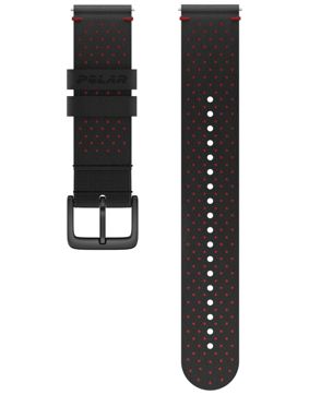 Polar läderarmband svart/röd 20 mm storlek M/L 910104669