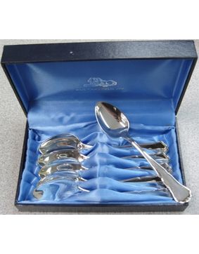 Chippendale kaffeskedar i silver, 6 st