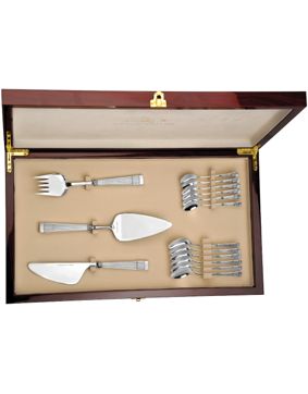 Tähkä silver kaffe bestick 15-delar i en pianolackad låda