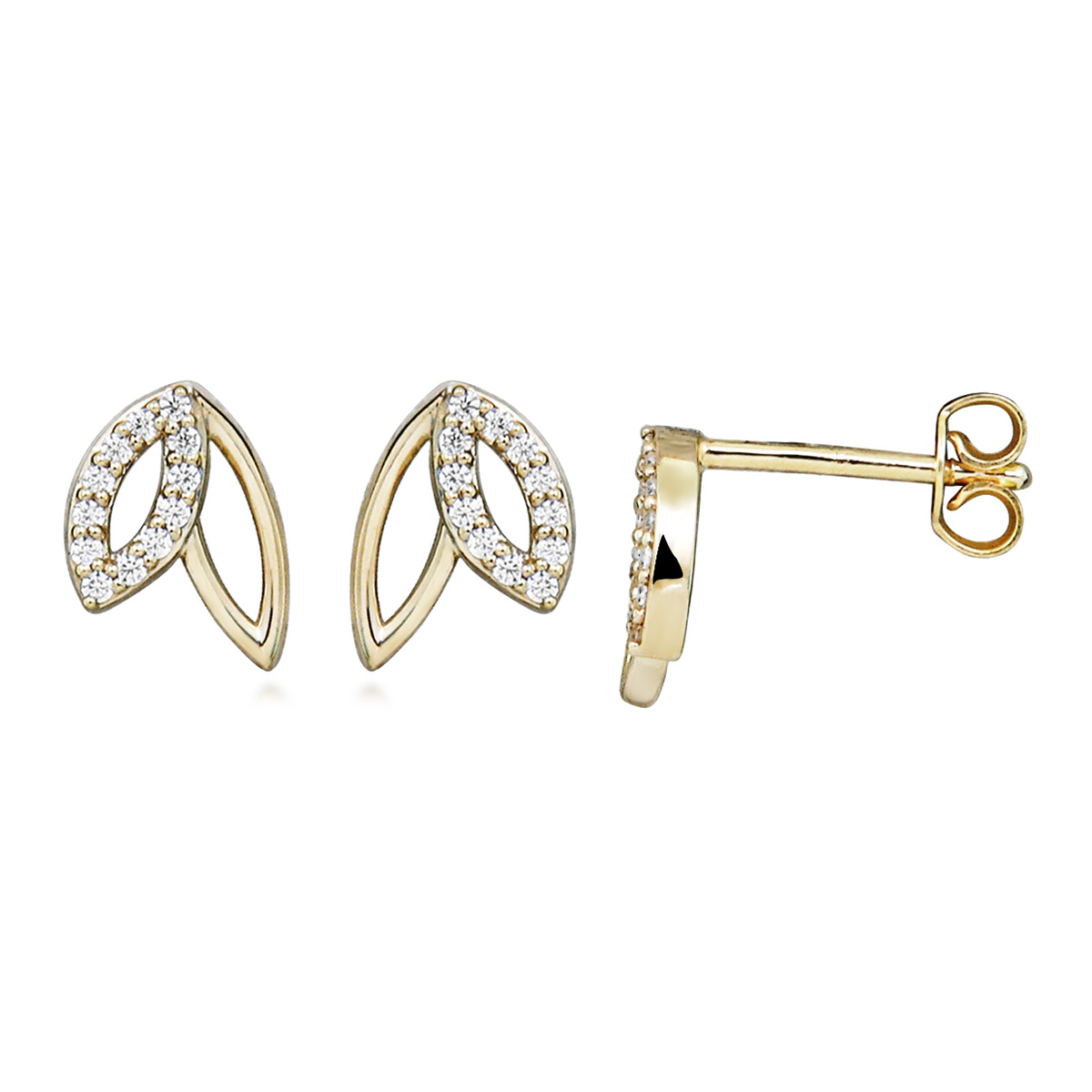 Lykka Symbols guldörhängen löv med zirkoner