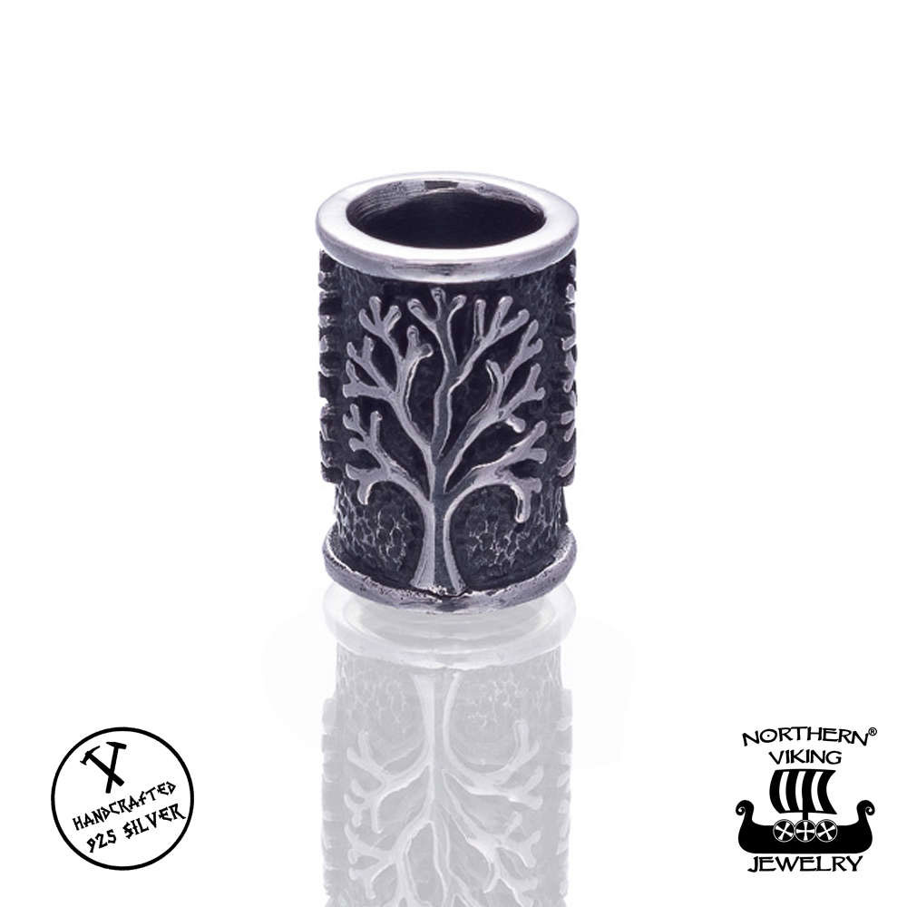 Northern Viking Jewelry Silver Tree Of Life skäggsmycke NVJHE016
