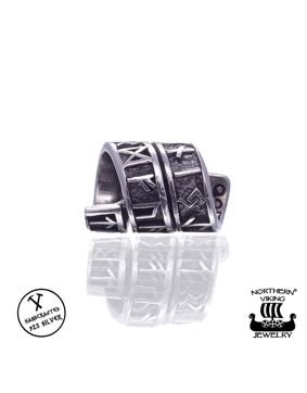 Northern Viking Jewelry Silver Long Rune skäggsmycke NVJHE020