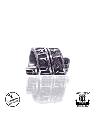 Northern Viking Jewelry Silver Long Rune skäggsmycke NVJHE020