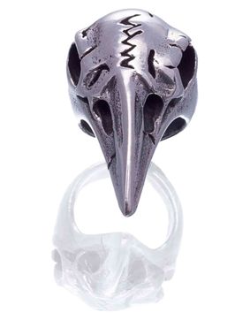 Northern Viking Jewelry Silver Raven Skull skäggsmycke NVJHE022