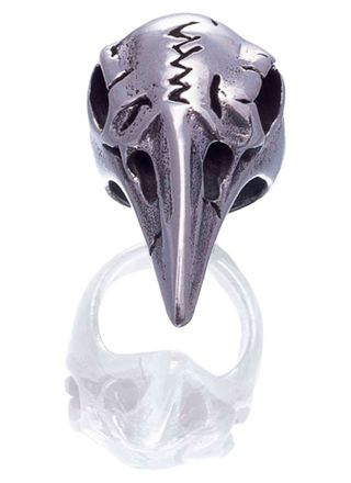 Northern Viking Jewelry Silver Raven Skull skäggsmycke NVJHE022