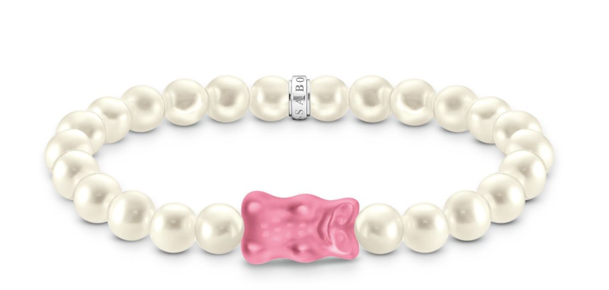 Thomas Sabo Haribo silver pearl bracelet with pink goldbears pärlarmband A2154-082-9-L17