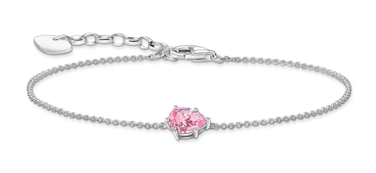 Thomas Sabo pink drop-cut zirconia silverarmband A2159-051-9-L19V