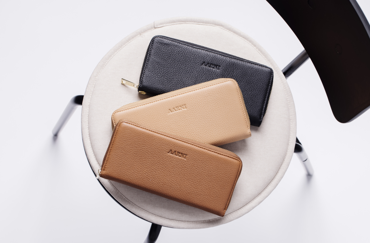 Aarni älgskinn Clutch-plånbok med silvrig dragkedja