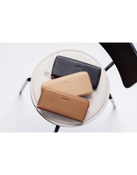 Aarni älgskinn Clutch-plånbok med silvrig dragkedja