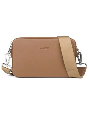 Aarni sand crossbody väska med silverfärgad dragkedja