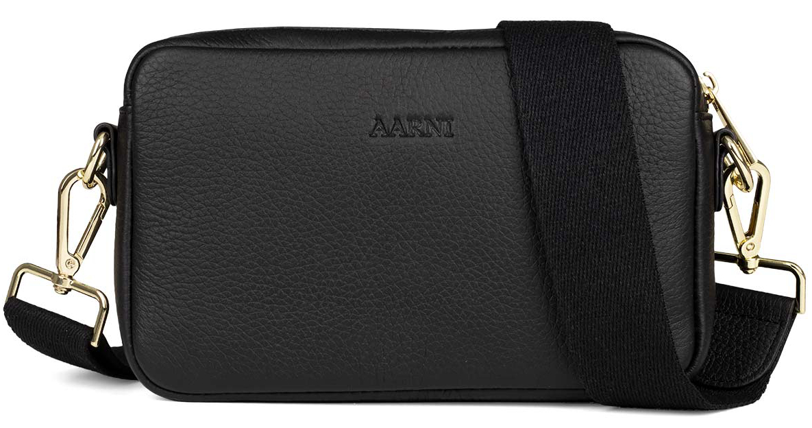 Aarni svart crossbody väska med guldfärgad dragkedja