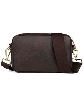 Aarni mörkbrun crossbody-väska med guldfärgad dragkedja