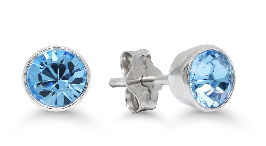 Silver ljusblå zirkon örhängen 4mm AE-325144Zaqua