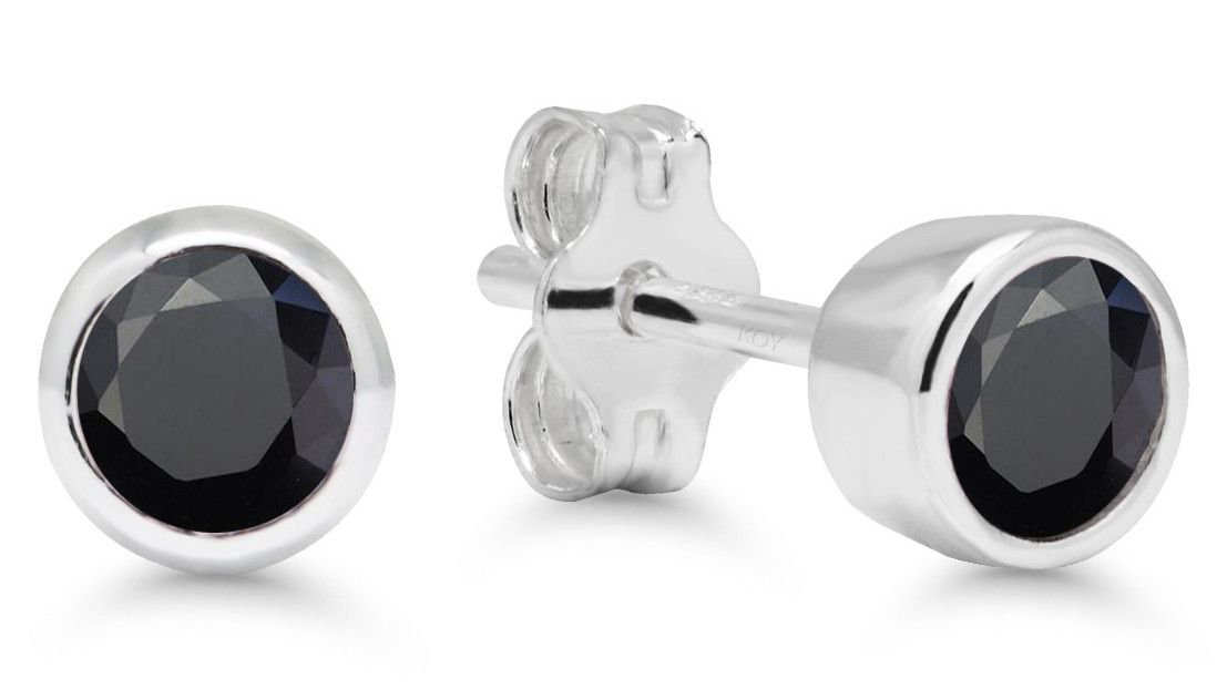 Silver svart zirkon örhängen 4mm  AE-325144Zsvart