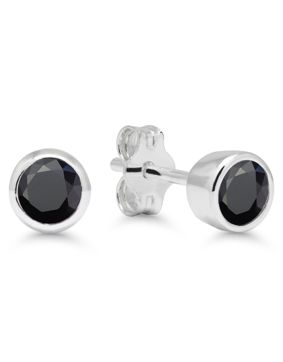 Silver svart zirkon örhängen 4mm AE-325144Zsvart