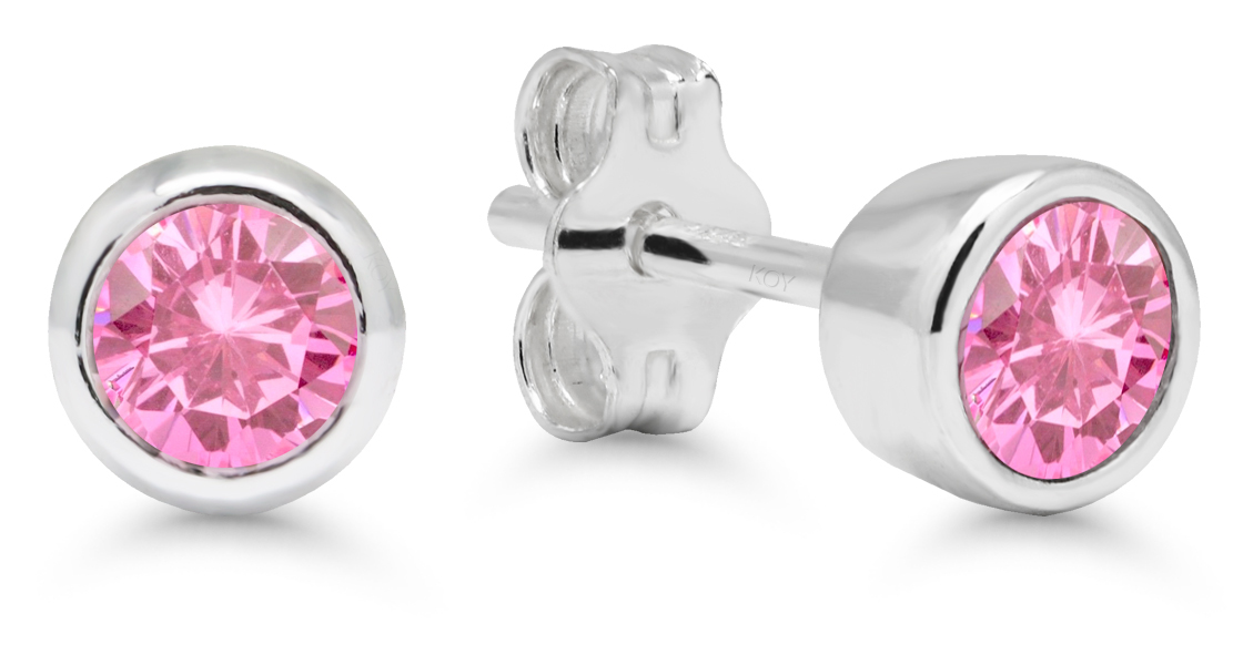 Silver ljusröd zirkon örhängen 4mm AE-325144Zpink