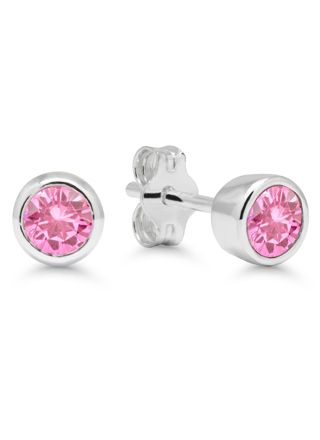 Silver ljusröd zirkon örhängen 4mm AE-325144Zpink