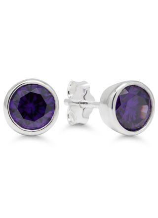 Silver ametist färgad zirkon örhängen 6mm AE-32514Zamet