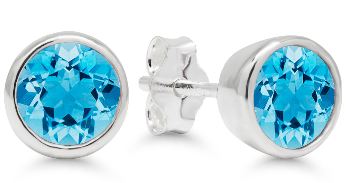 Silver ljusblå zirkon örhängen 6mm AE-32514Zaqua