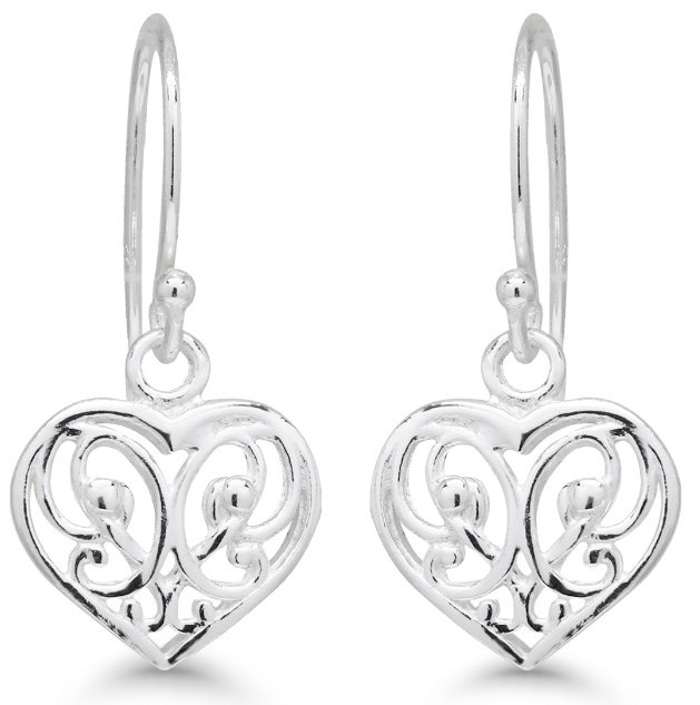 Hängande Silverörhängen hjärta filigran AE-51290