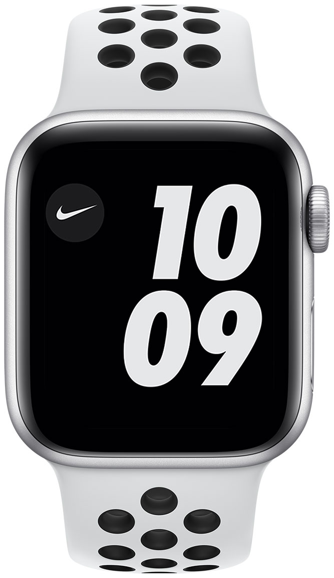 Apple Watch Nike SE GPS aluminiumboett i silver 40 mm Pure Platinum/svart  Nike sportband MKQ23KS/A