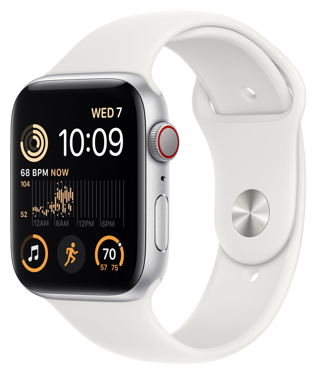 Apple Watch SE GPS + Cellular Silver Aluminium Case 44 mm White Sport Band  MNQ23KS/A
