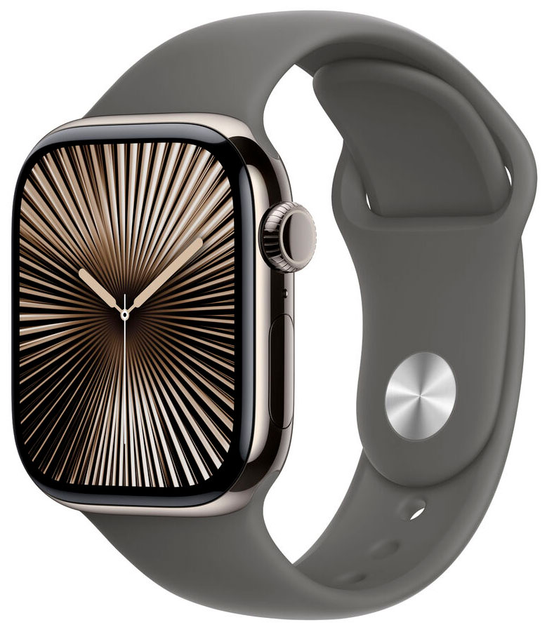 Apple Watch Series 10 GPS + Cellular 42mm Natural Titanium Case with Stone Grey Sport Band MWXD3QN/A