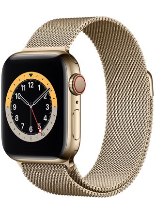 Apple Watch Series 6 GPS + Cellular rostfri stålboett i guld 40 mm guld milanesisk loop M06W3KS/A