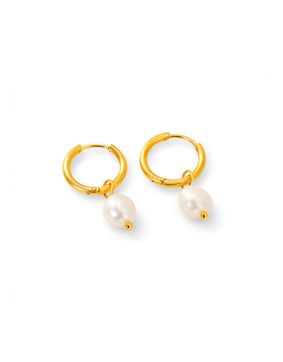 Madoww Aqua Single förgyllda pärlörhängen 16 mm