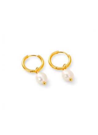 Madoww Aqua Single förgyllda pärlörhängen 16 mm