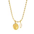 Madoww Aqua förgylld halskedja med pärla 45 cm