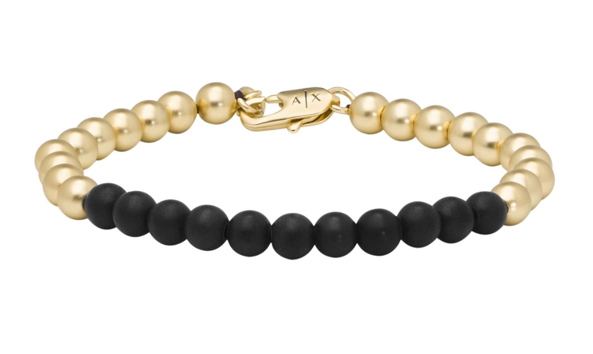 Armani Exchange tvåfärgat stål pärl armband AXG0119710