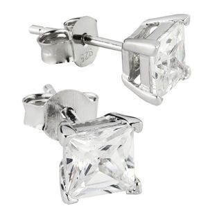 Silver Bar fyrkatigt zirkonin örhängen klar 8x8 mm 3472 main product photo