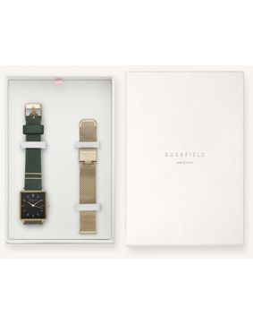 Rosefield presentsask inkl. The Boxy black Forest klocka och svart läder armband BFGMG-X237