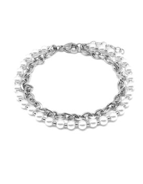 Lykken Trend glaspärla stålarmband 17 cm
