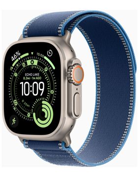 Apple Watch Ultra 3 GPS + Cellular 49mm Natural Titanium Case with Blue/Bright Blue Trail Loop MEWU4KS/A
