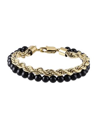 Lykka Strong förgylld armband 21cm svart onyx