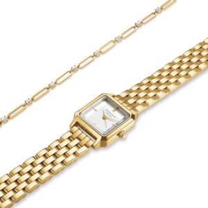 Rosefield Boxelle White Dial Gold Steel med armband BWGRC-X283 main product photo