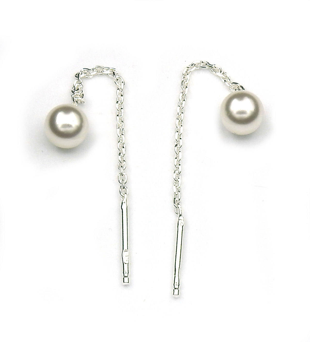 Silver kedjeörhängen med pärla C84