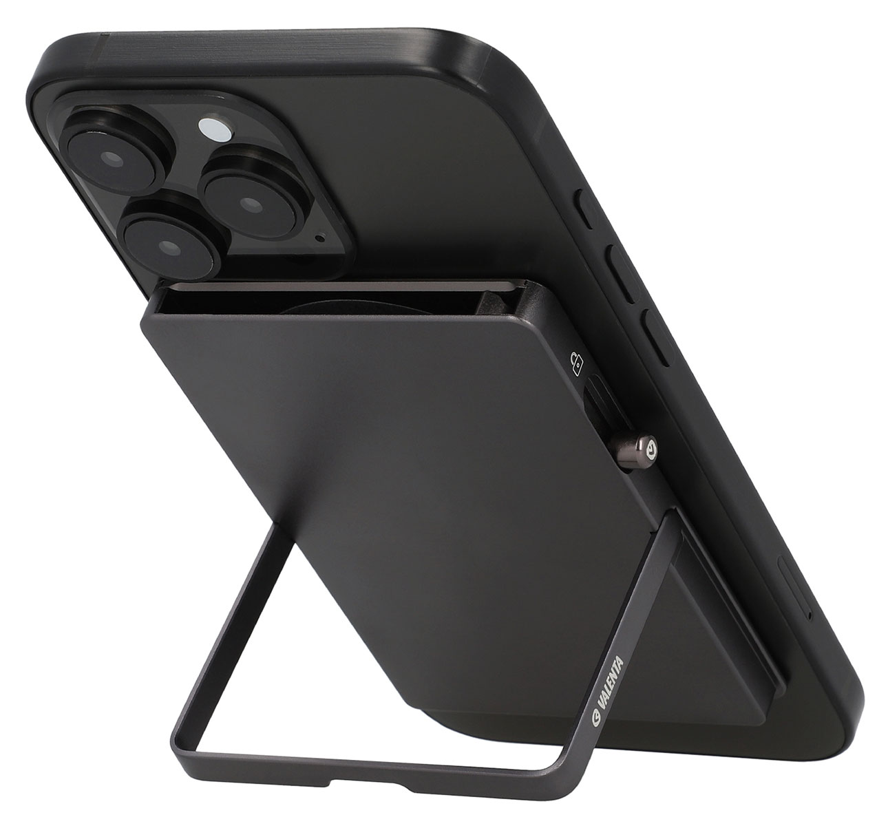 Valenta Cardprotector Aluminium MagSafe Stand Graphite Grey korthållare
