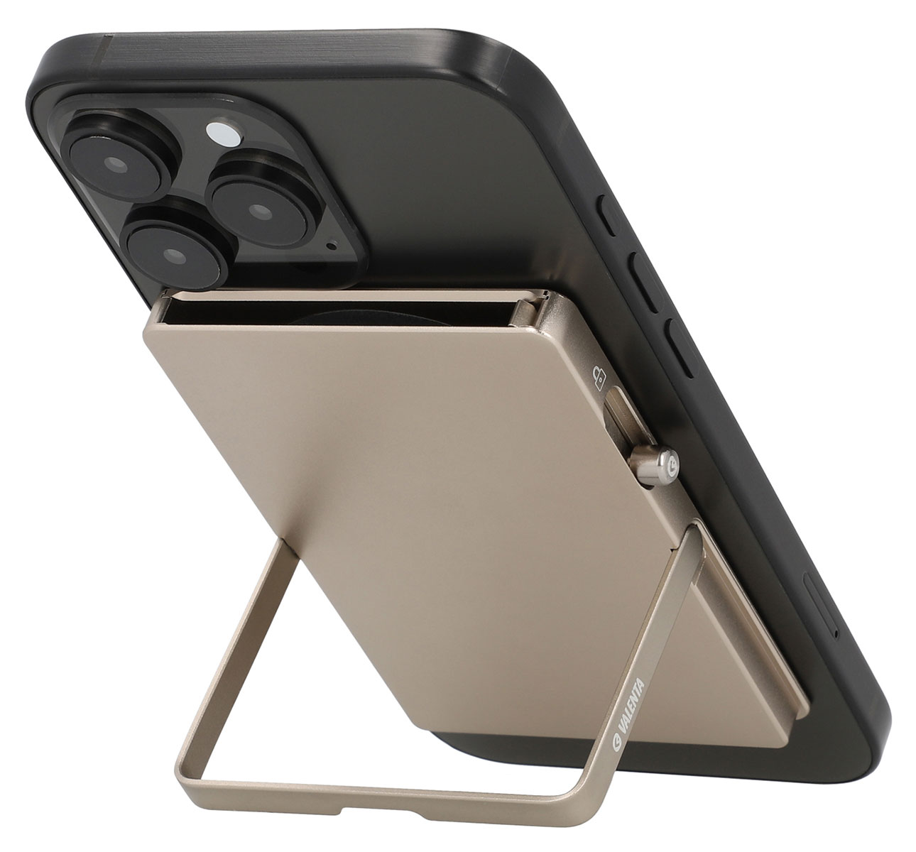 Valenta Cardprotector Aluminium MagSafe Stand Natural Titanium korthållare