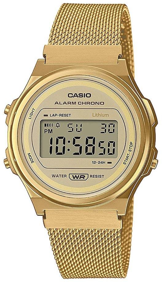 Casio Vintage Round Digital with Mesh Band A171WEMG-9AEF