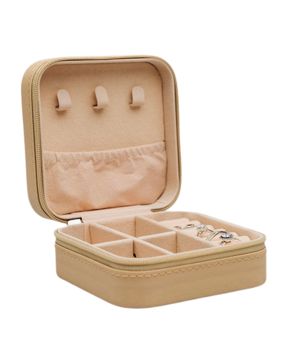 Lykken smyckeskrin beige fyrkantig